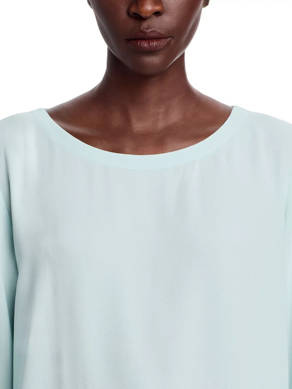 Eileen Fisher - Ballet Neck Top 100% Silk Georgette Crepe - Picture 5 of 5